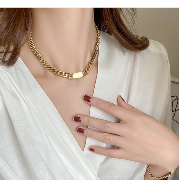 NEW 18K Gold Plated Chunky Chain Necklace - Picture 6 of 7